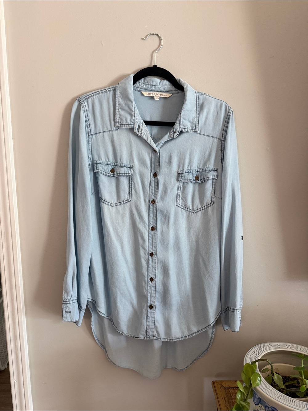 Versona Light Blue Denim Button-Down Shirt - Picture 4 of 6